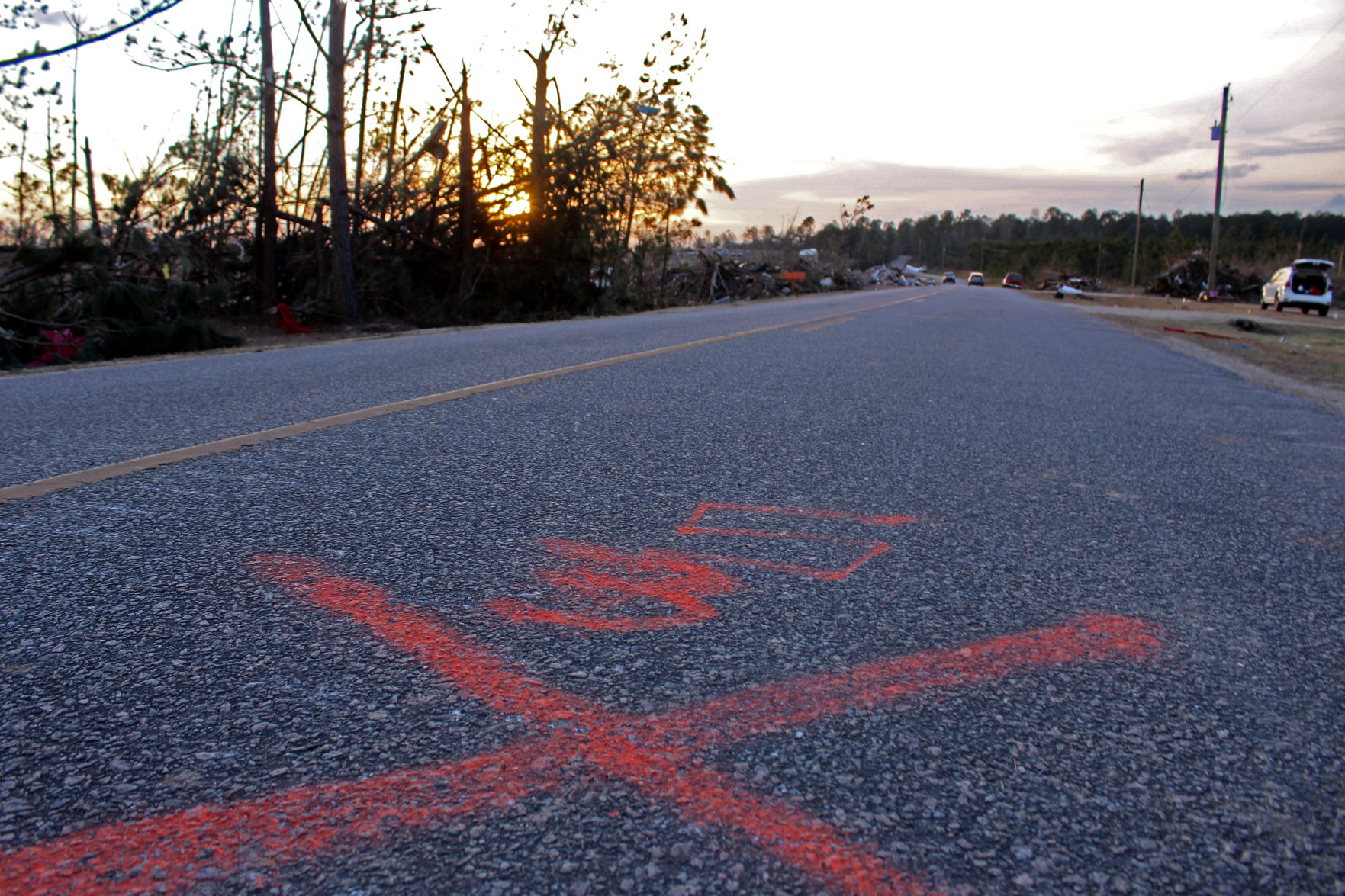 Sun sets over damage in Beauregard on Saturday evening
